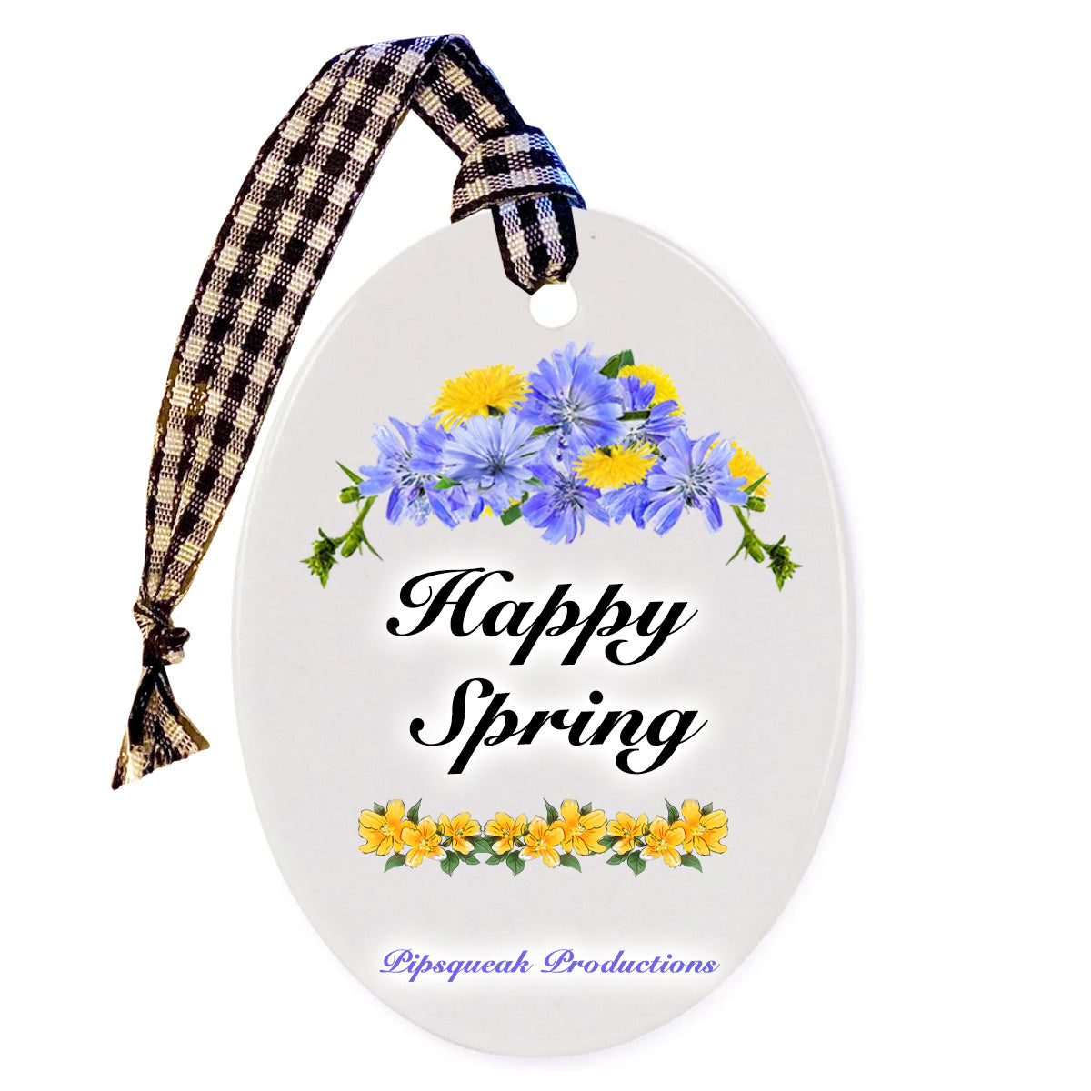 Hampshire Sheep with Flowers Ceramic Oval Shaped Ornament Décor Pet Gift - Pipsqueakproductions