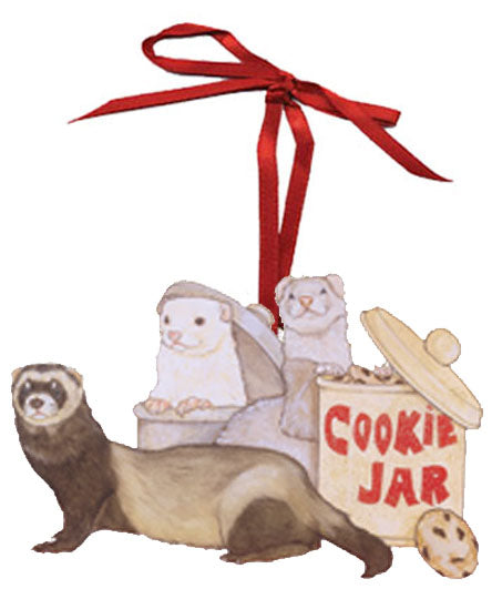 Ferret Cookie Jar Wooden Ornament - Pipsqueakproductions