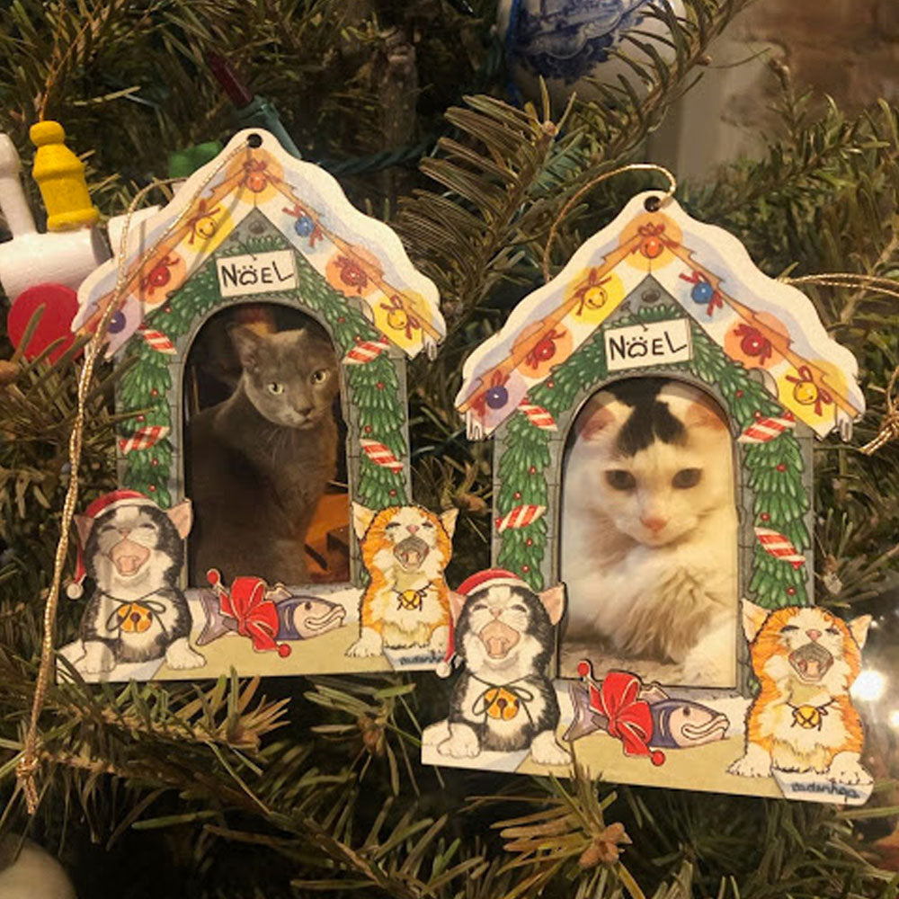 Cat House Wooden Mini Picture Frame Ornament - Pipsqueakproductions