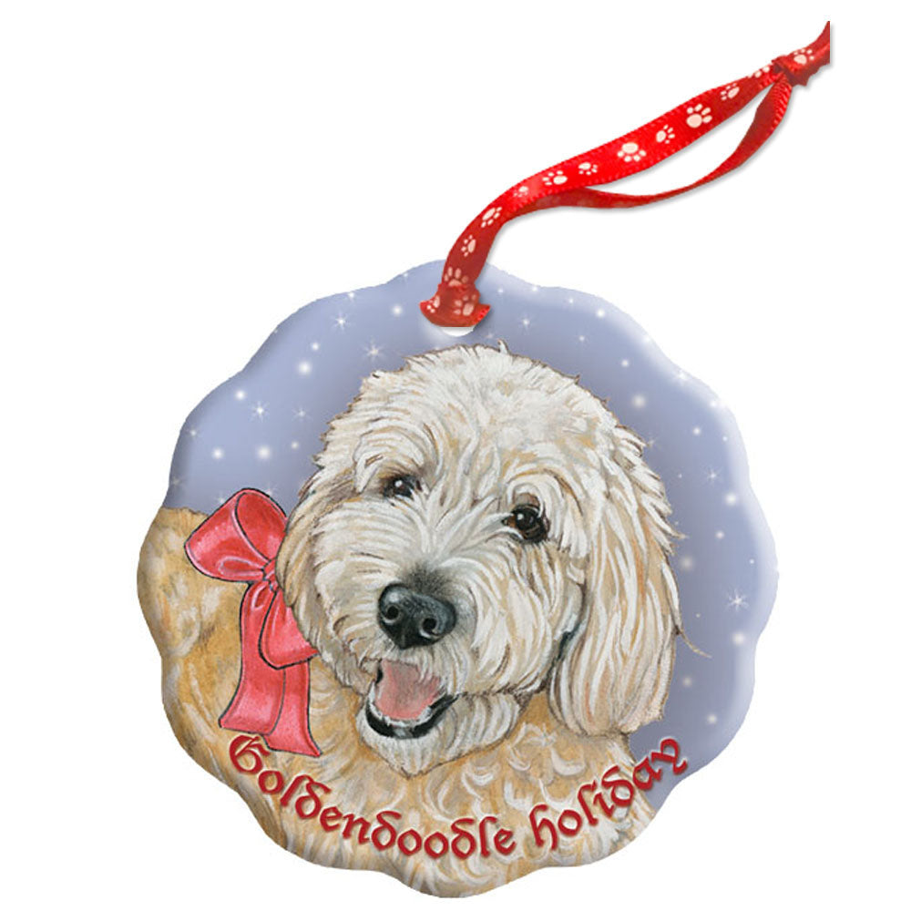 Doodle Holiday Porcelain Christmas Tree Ornament - Pipsqueakproductions