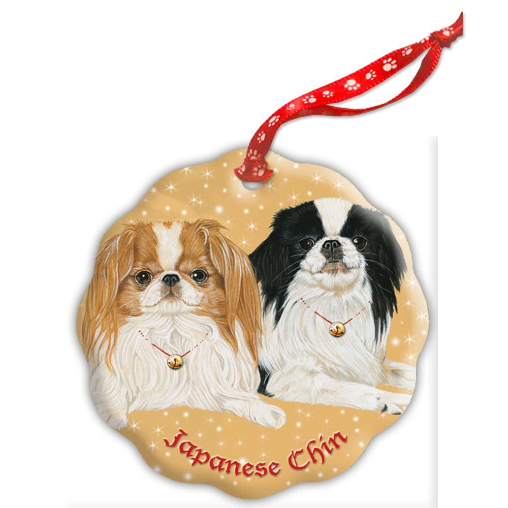 Japanese Chin Holiday Porcelain Christmas Tree Ornament - Pipsqueakproductions