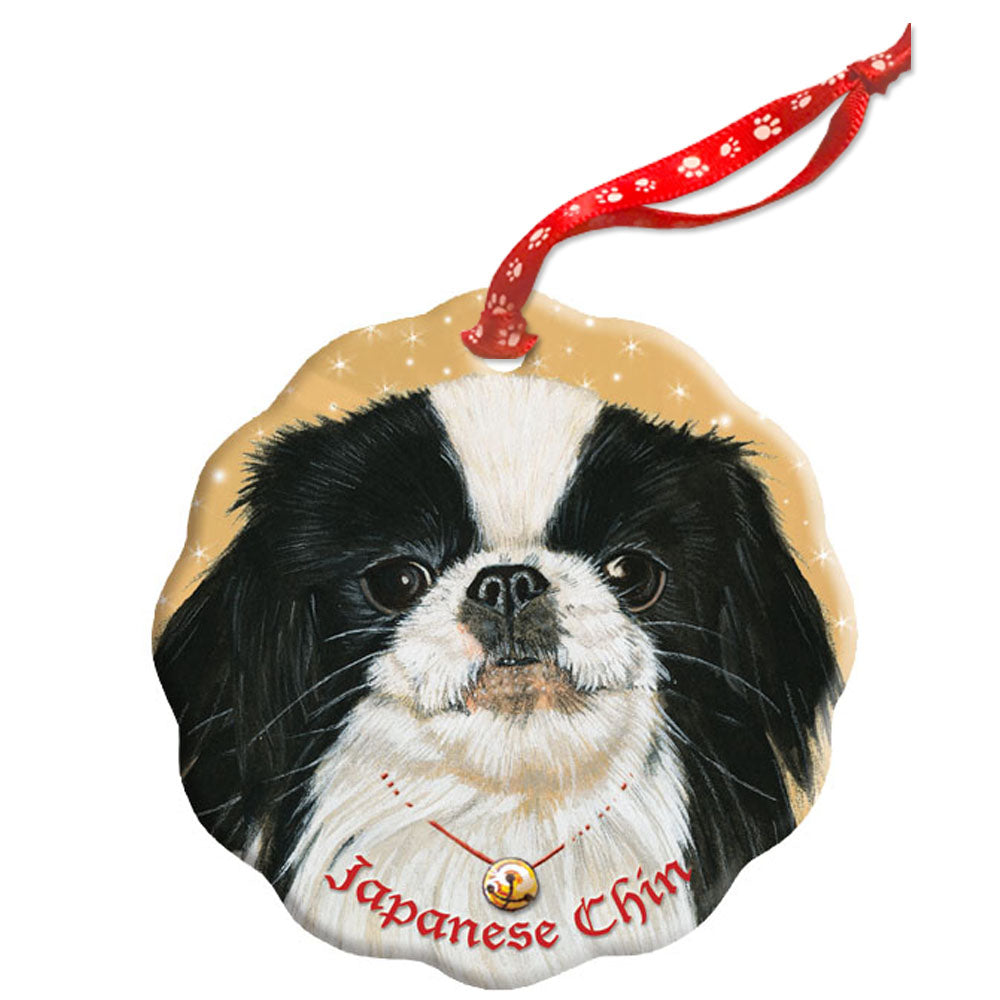 Japanese Chin Holiday Porcelain Christmas Tree Ornament - Pipsqueakproductions