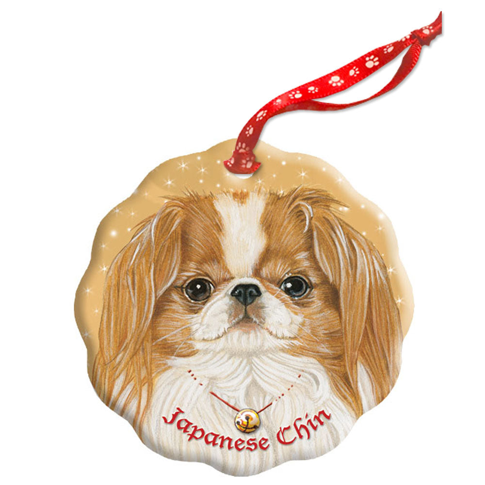 Japanese Chin Holiday Porcelain Christmas Tree Ornament - Pipsqueakproductions