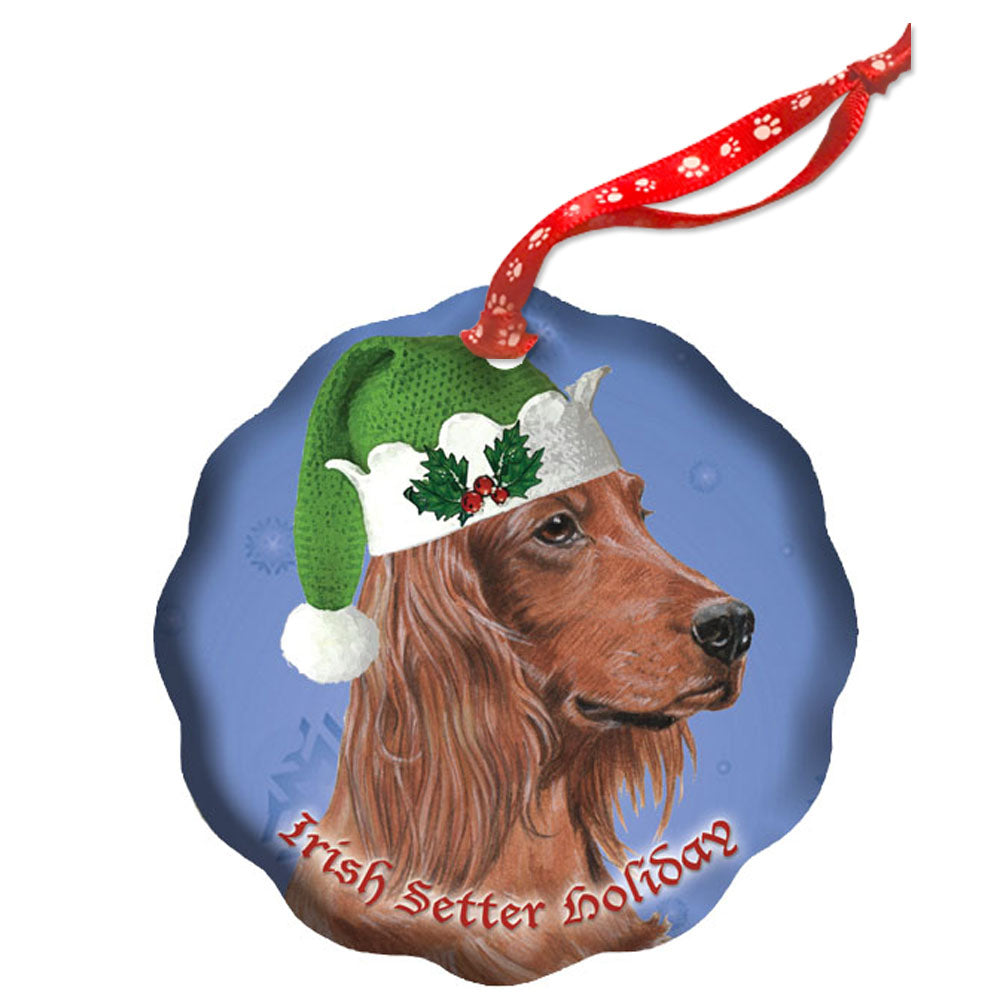 Irish Setter Holiday Porcelain Christmas Tree Ornament - Pipsqueakproductions