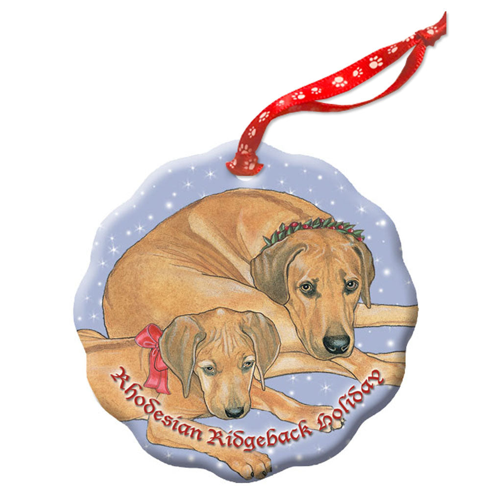 Rhodesian Ridgeback Holiday Porcelain Christmas Tree Ornament - Pipsqueakproductions