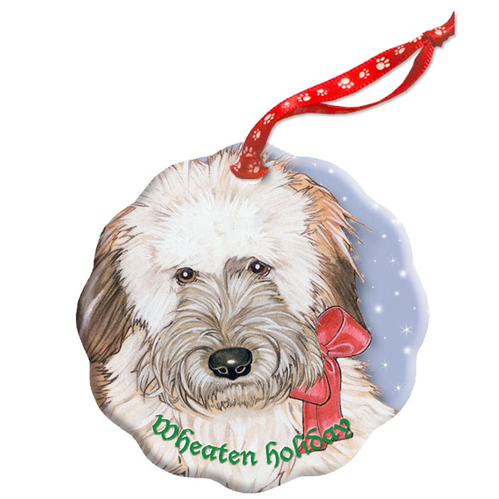 Wheaten Terrier Holiday Porcelain Christmas Tree Ornament - Pipsqueakproductions