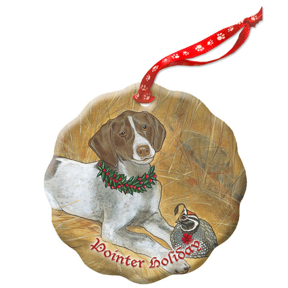 Pointer Holiday Porcelain Christmas Tree Ornament - Pipsqueakproductions