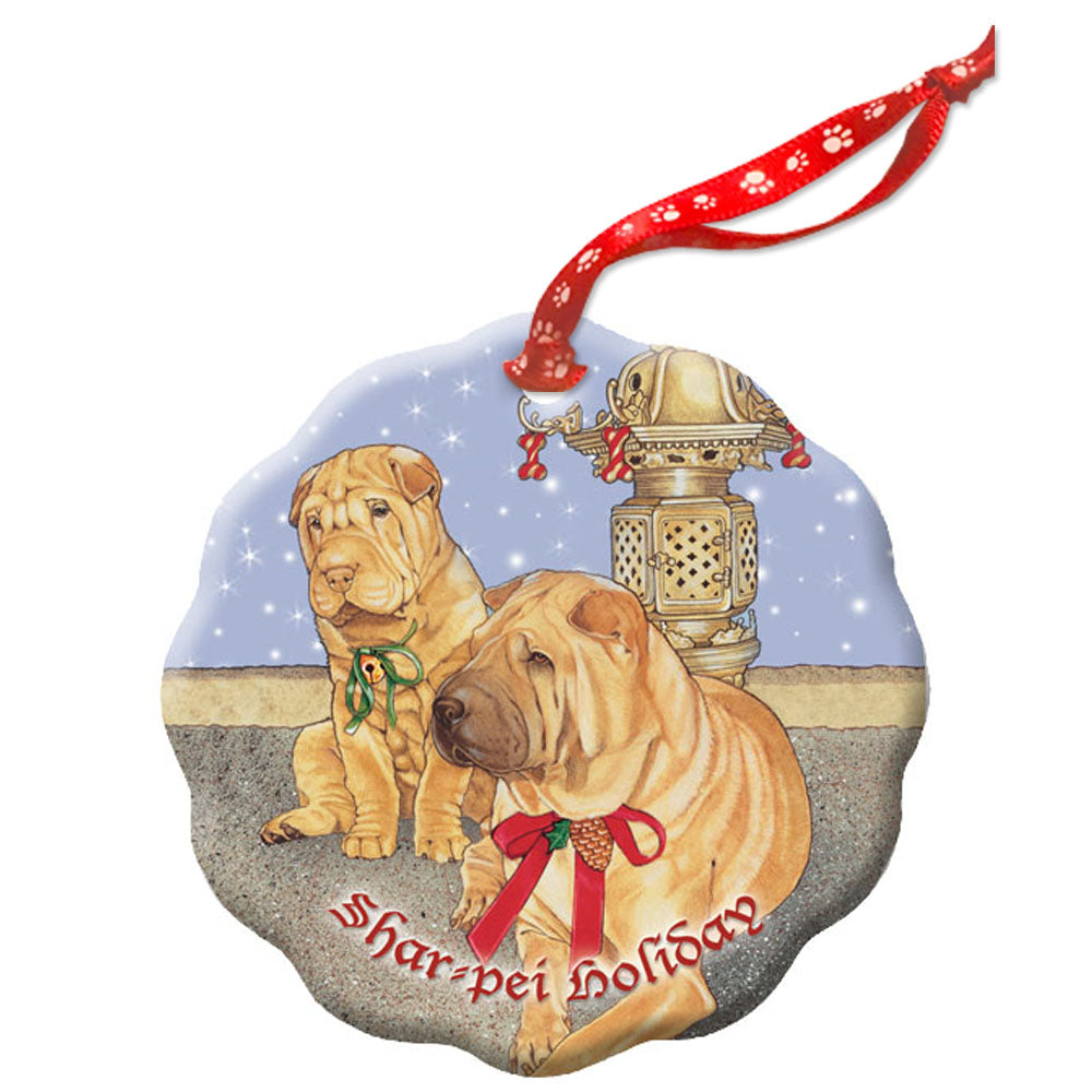 Shar Pei Holiday Porcelain Christmas Tree Ornament - Pipsqueakproductions