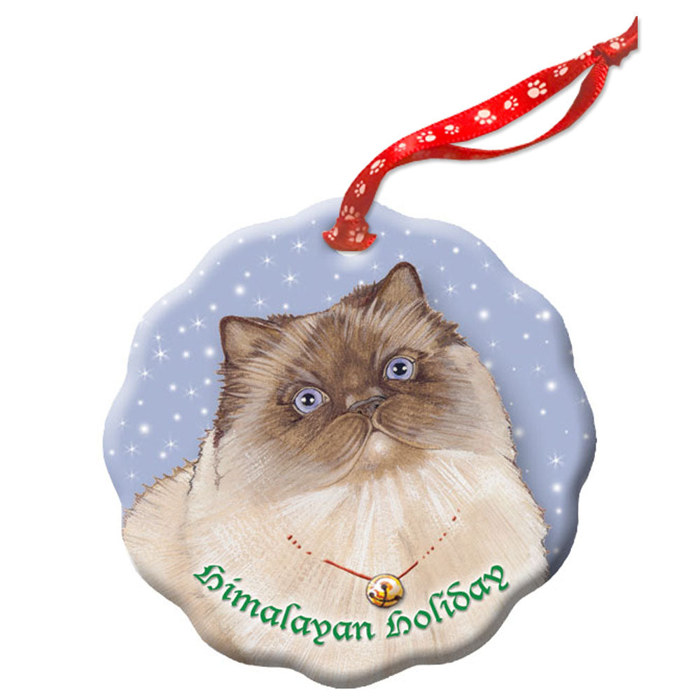 Himalayan Cat Holiday Porcelain Christmas Tree Ornament - Pipsqueakproductions