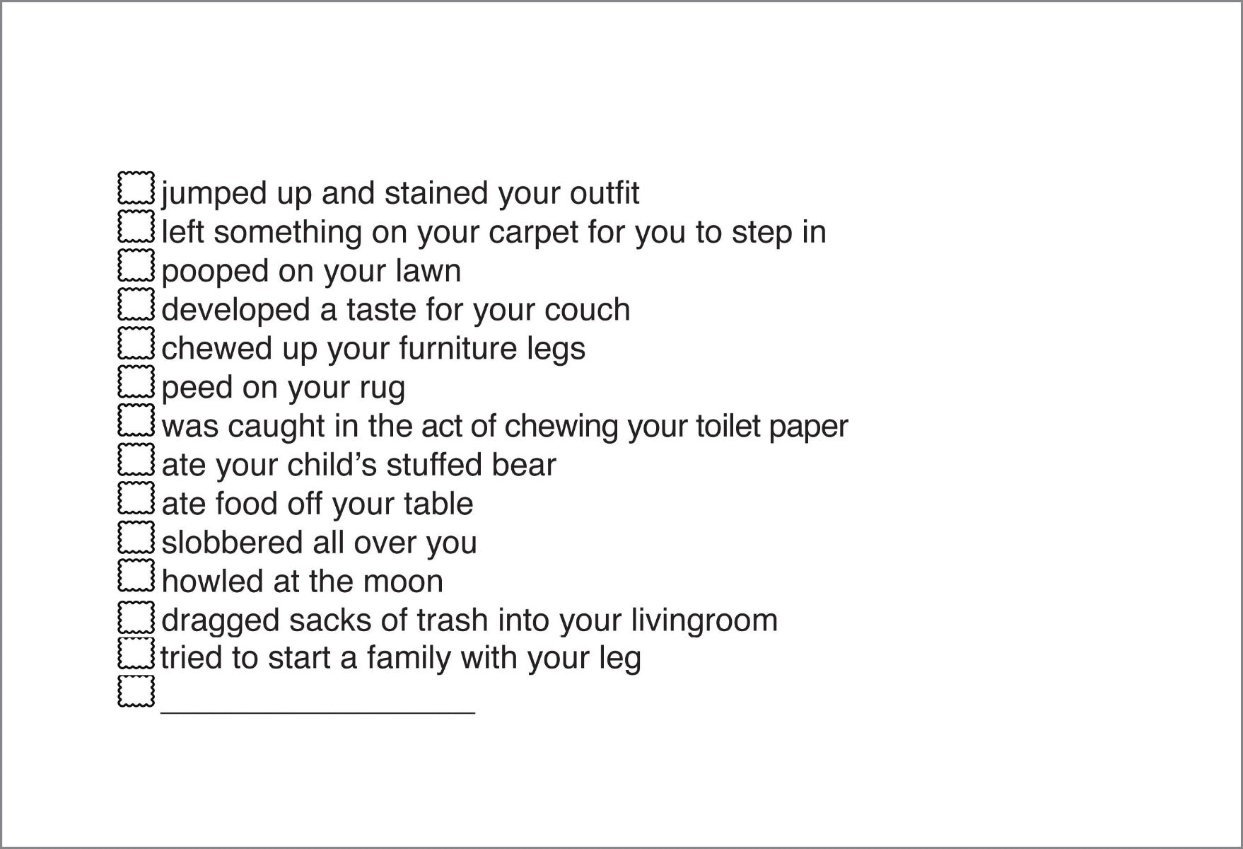 Dog I'm Sorry Petiquette Card 5 x 7 with Envelope - Pipsqueakproductions