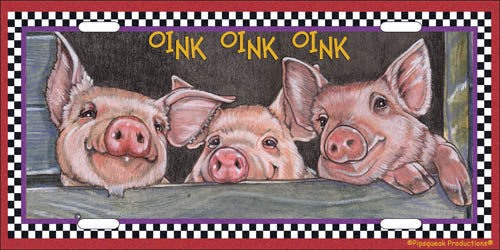 Pig License Plate, Car Accessory, Auto Tag, Bedroom Sign, Fun Piglet Lover Gift - Pipsqueakproductions