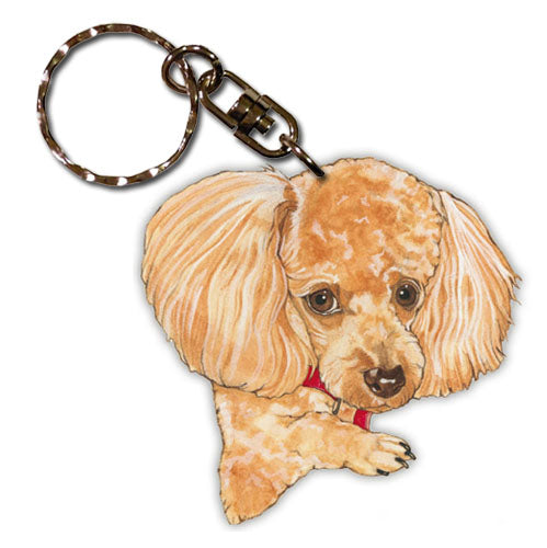 Poodle Apricot Toy Poodle Keychain Wooden - Pipsqueakproductions