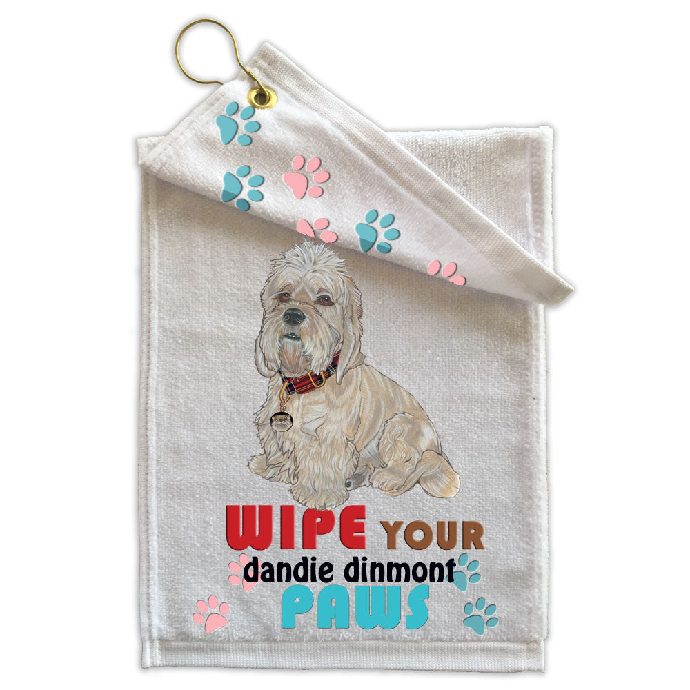 Dandie Dinmont Paw Wipe Towel 11" x 18" Grommet with Clip - Pipsqueakproductions