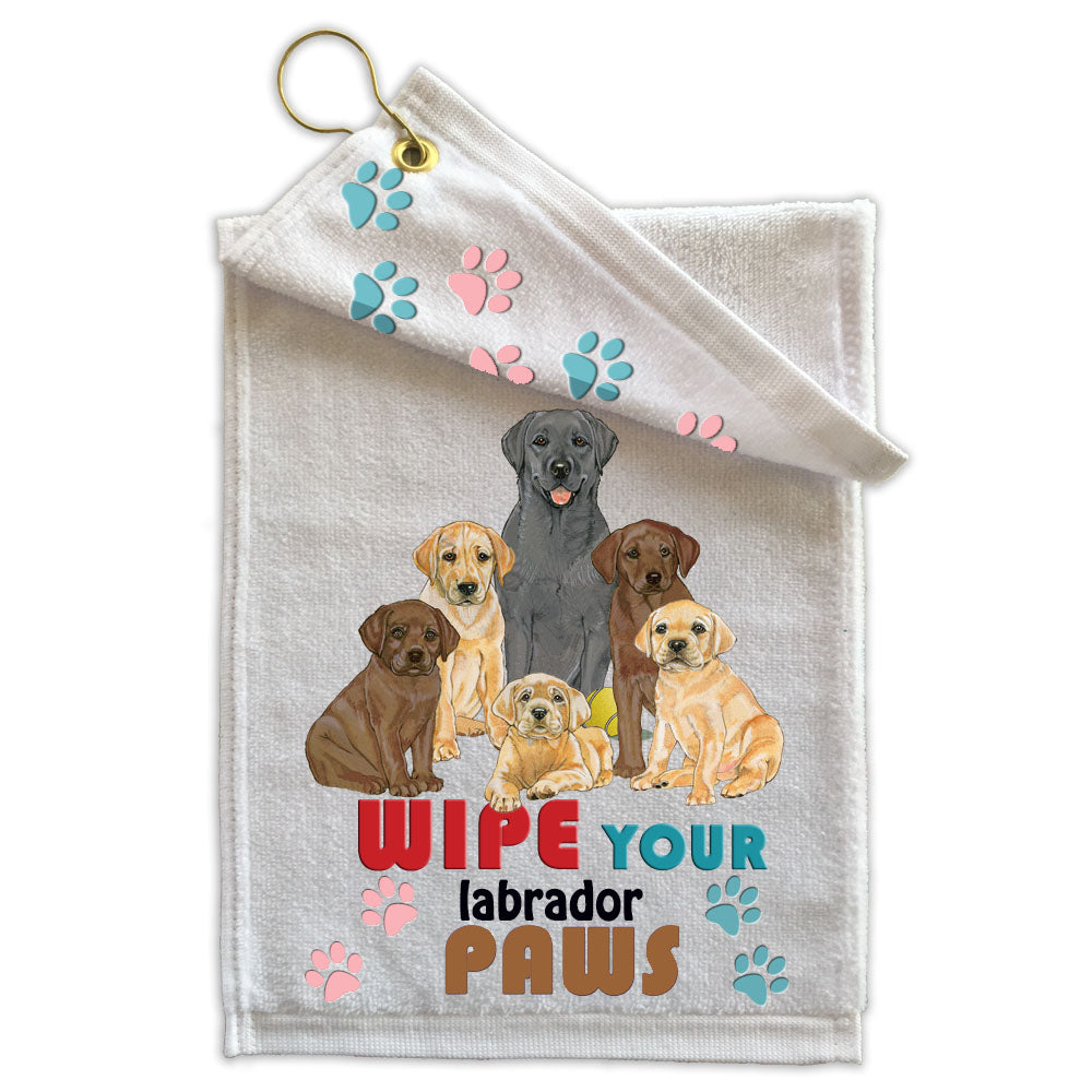 Labrador Retriever Group Paw Wipe Towel 11" x 18" Grommet with Clip - Pipsqueakproductions