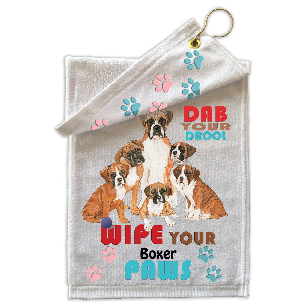 Boxer Paw Wipe Towel 11" x 18" Grommet with Clip - Pipsqueakproductions