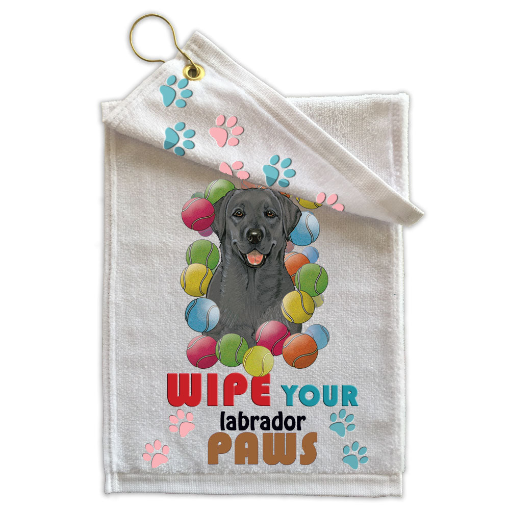 Labrador Retriever Black Lab Paw Wipe Towel 11" x 18" Grommet with Clip - Pipsqueakproductions