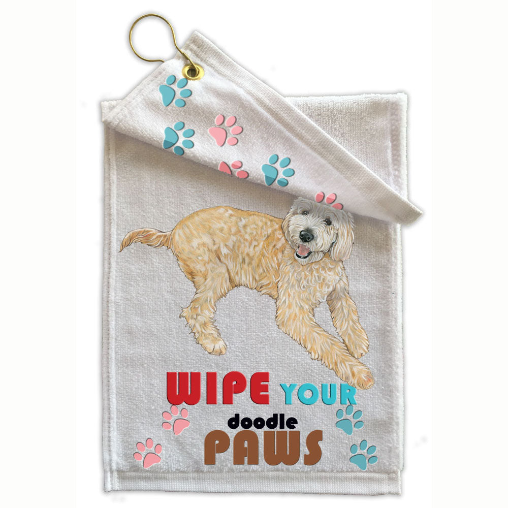 Doodle Paw Wipe Towel 11" x 18" Grommet with Clip - Pipsqueakproductions