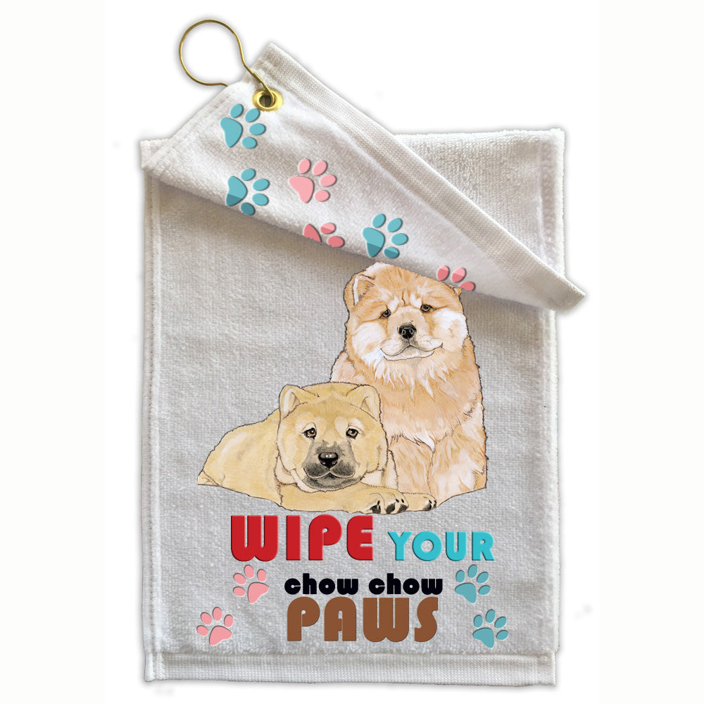 Chow Paw Wipe Towel 11" x 18" Grommet with Clip - Pipsqueakproductions