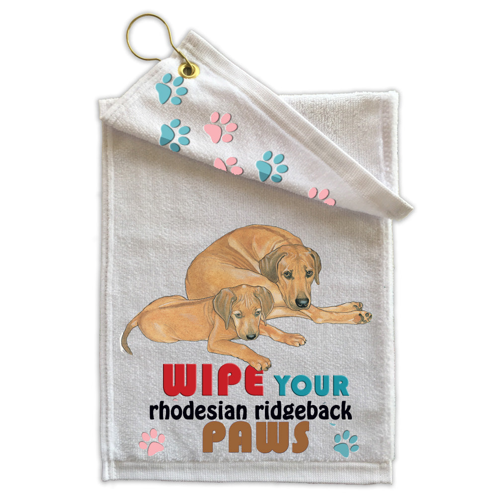 Rhodesian Ridgeback Paw Wipe Towel 11" x 18" Grommet with Clip - Pipsqueakproductions