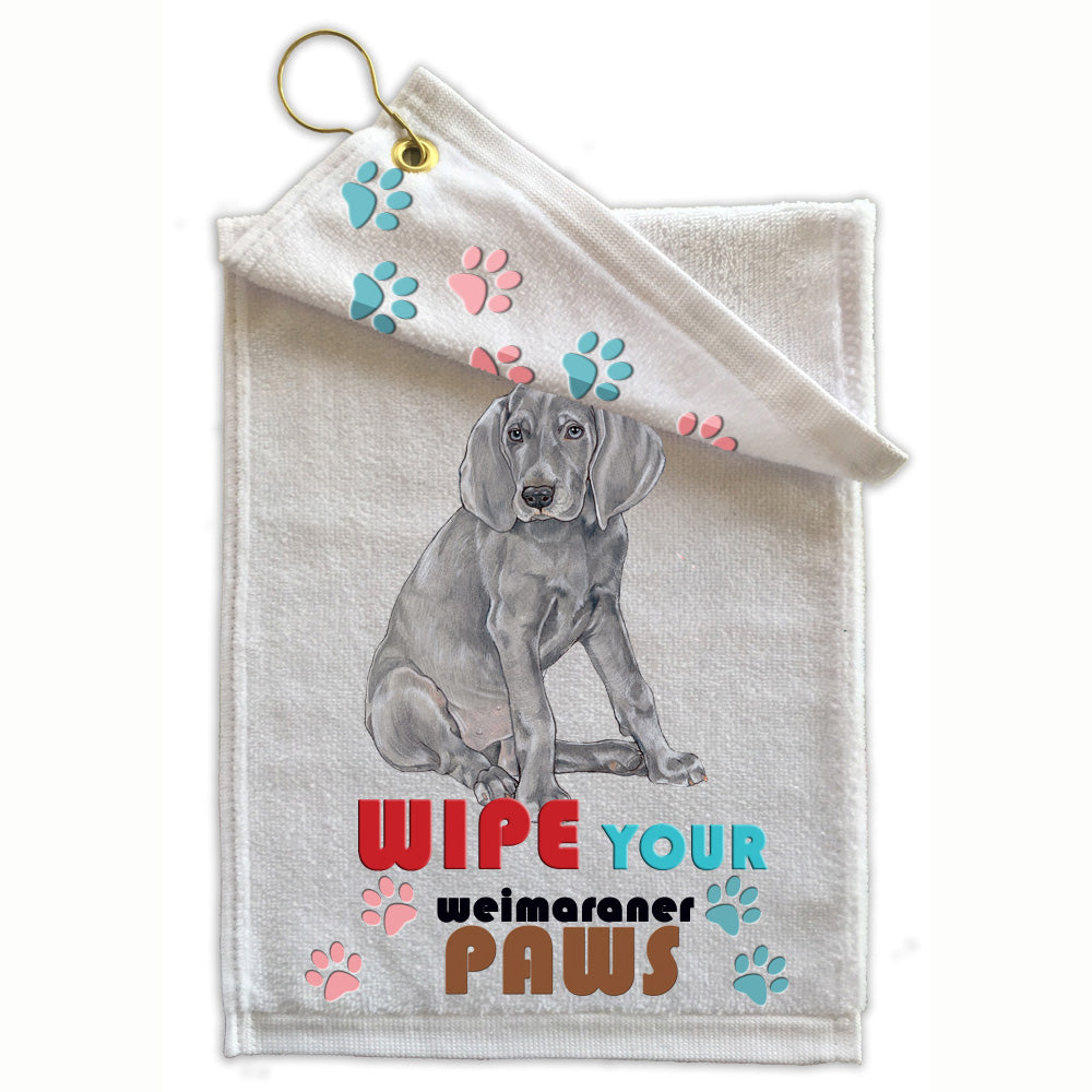 Weimaraner Paw Wipe Towel 11" x 18" Grommet with Clip - Pipsqueakproductions