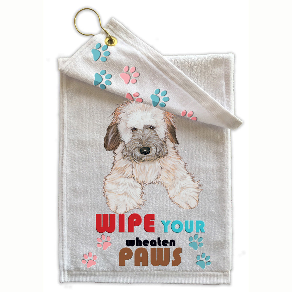 Wheaten Terrier Paw Wipe Towel 11" x 18" Grommet with Clip - Pipsqueakproductions
