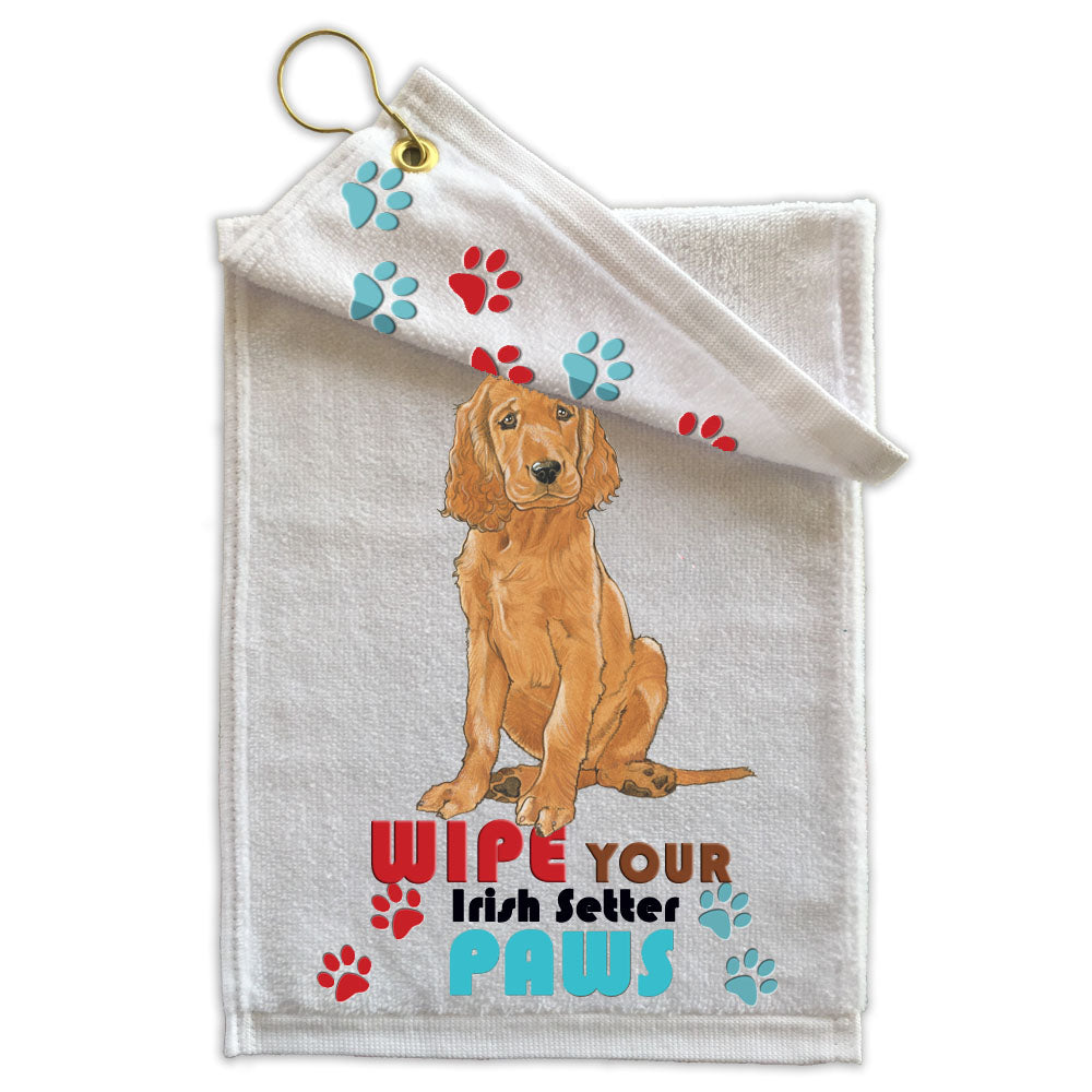 Irish Setter Paw Wipe Towel 11" x 18" Grommet with Clip - Pipsqueakproductions