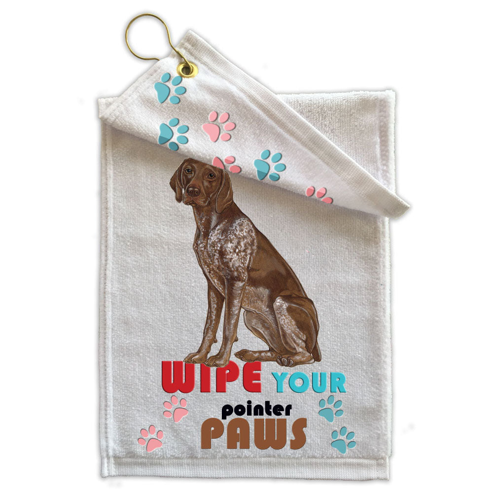German Pointer Paw Wipe Towel 11" x 18" Grommet with Clip - Pipsqueakproductions