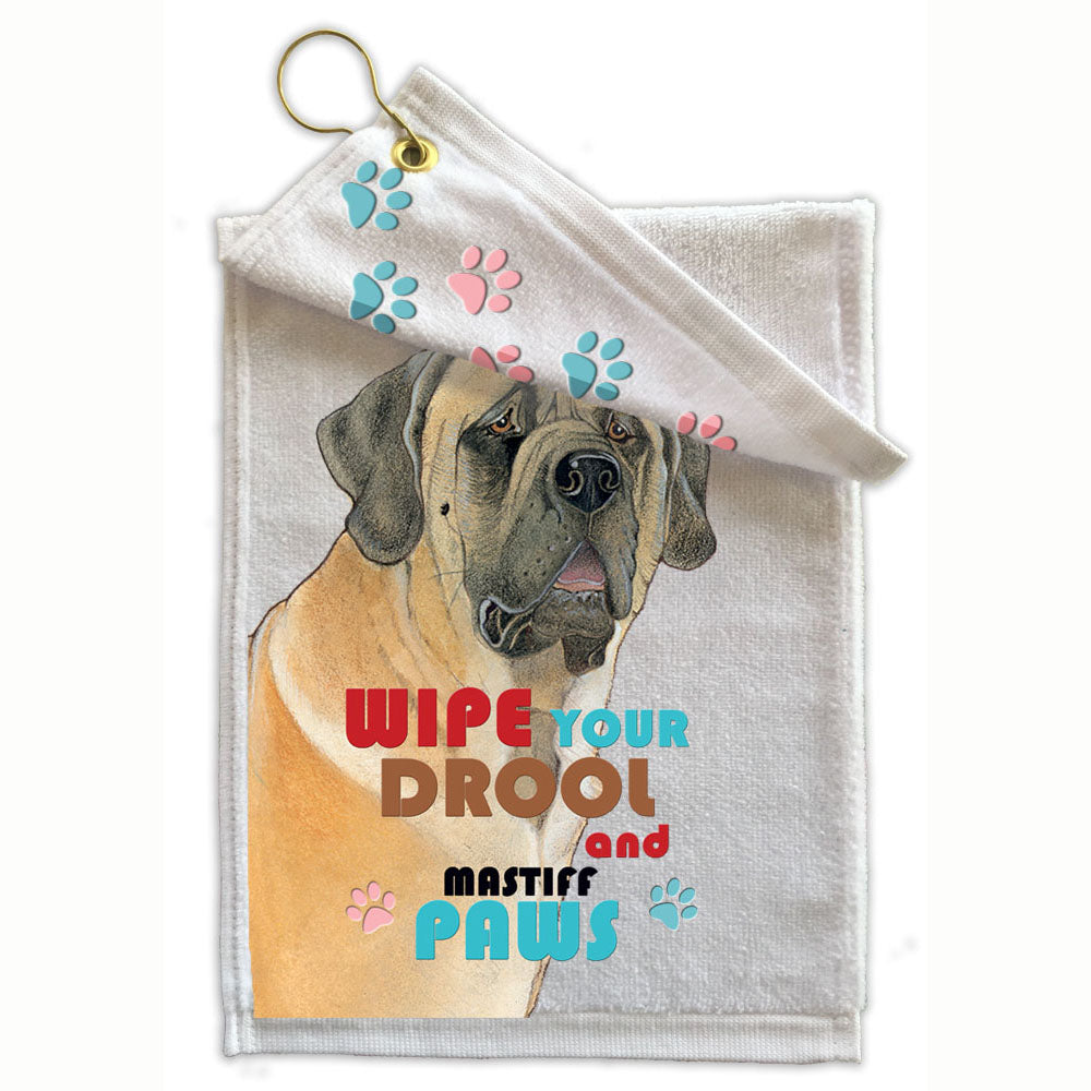 Mastiff Paw Wipe Towel 11" x 18" Grommet with Clip - Pipsqueakproductions