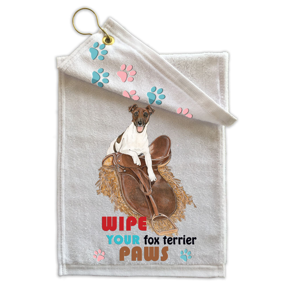Fox Terrier Smooth Paw Wipe Towel 11" x 18" Grommet with Clip - Pipsqueakproductions