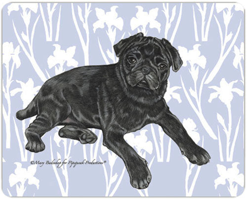 Pug Black, Cutting Board Tempered Glass, Pet Placemat, 11.5" x 15.5" - Pipsqueakproductions
