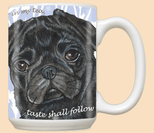 Pug Black Pug Ceramic Coffee Mug Tea Cup 15 oz - Pipsqueakproductions