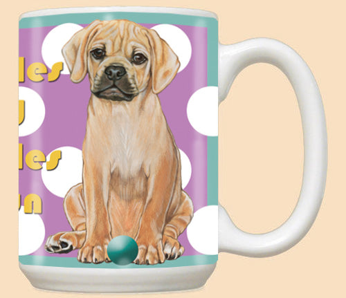 Puggle Ceramic Coffee Mug Tea Cup 15 oz - Pipsqueakproductions
