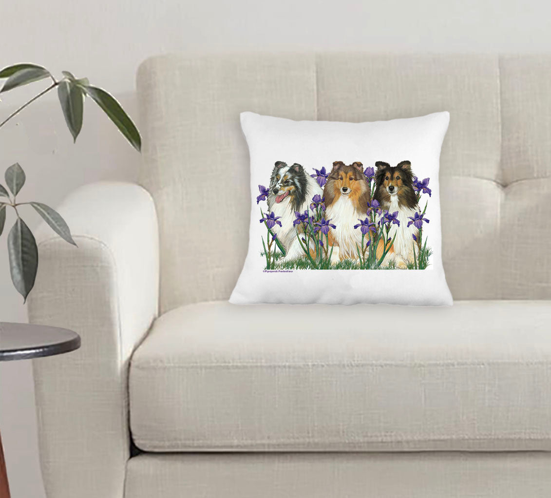 Shetland Sheepdog Floral Throw Pillow, Decorative Pillow, Cute Sheltie Accent Pillow, Spring Summer Home Decor, Pet Lover Gift - Pipsqueakproductions