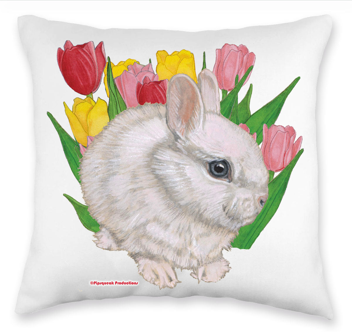 Bunny Dwarf White Rabbit Floral Throw Pillow, Decorative Cushion, Cute  Accent Pillow, Spring Summer Home Decor, Pet Lover Gift