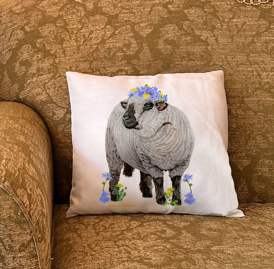 Hampshire Sheep Floral Throw Pillow, Decorative Cushion, Cute  Accent Pillow, Spring Summer Home Decor, Farm Lover Gift - Pipsqueakproductions