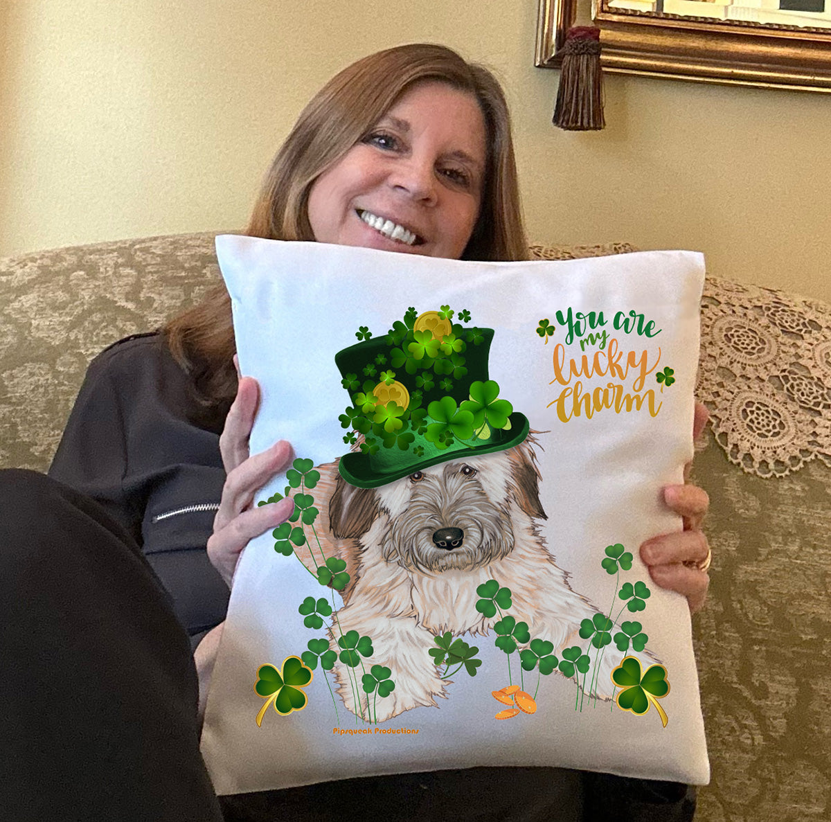 Wheaten Terrier Saint Patrick’s Day Throw Pillow, Decorative Pillow, Cute Dog Accent Pillow, Home Decor, Pet Lover Gift - Pipsqueakproductions