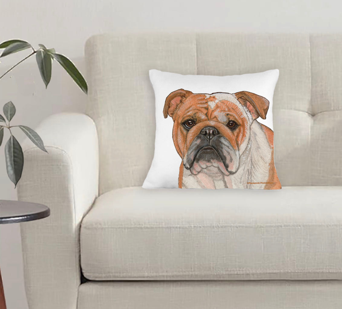 Bulldog Throw Pillow, Decorative Pillow, Cute Dog Accent Pillow, Home Decor, Pet Lover Gift
