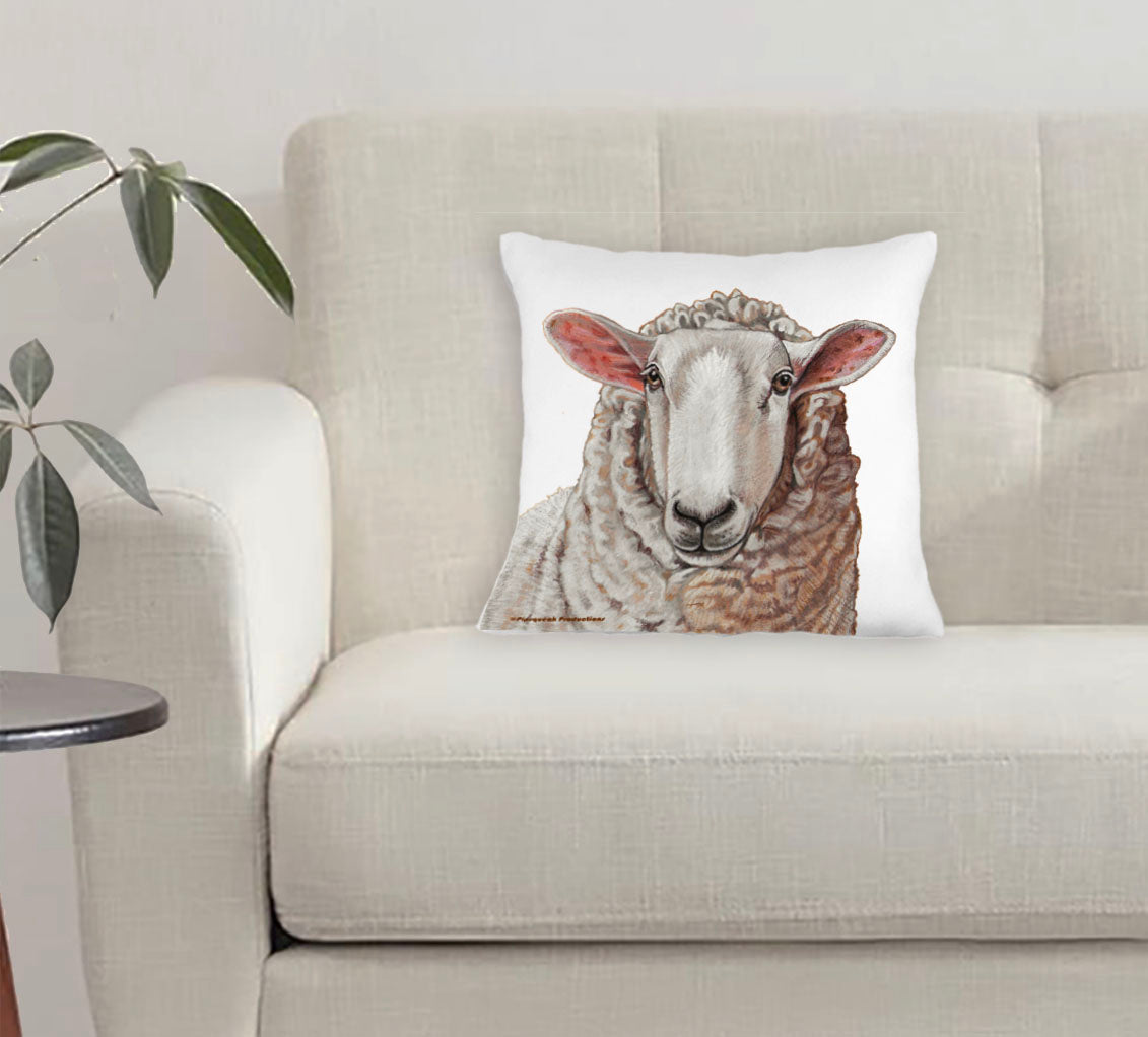 Cheviot Sheep Throw Pillow, Decorative Pillow, Cute Accent Pillow, Home Decor, Ewe Lover Gift - Pipsqueakproductions