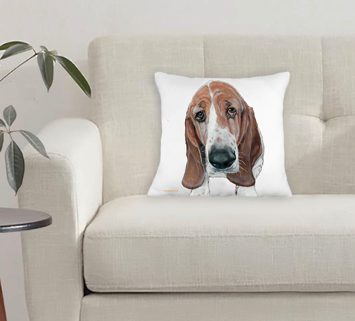 Basset Hound Throw Pillow, Decorative Pillow, Cute Dog Accent Pillow, Home Decor, Pet Lover Gift