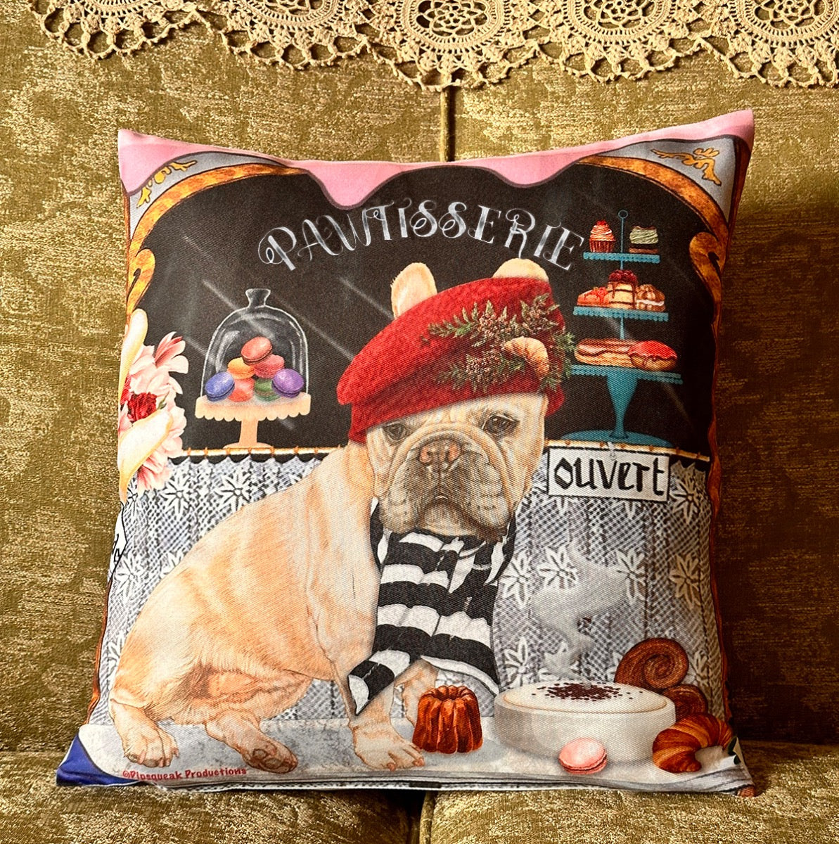 French Bulldog Throw Pillow, Decorative Pillow, Cute Dog Accent Pillow, Home Decor, Pet Lover Gift - Pipsqueakproductions