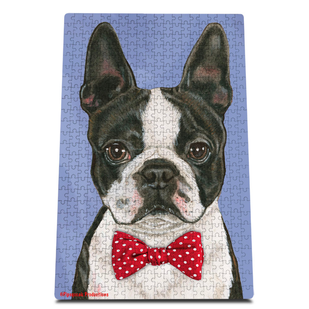 Boston Terrier Jigsaw Puzzle, 500-piece with reusable Tin, from painting by Mary Badenhop, Art Puzzle, Cute Gifts for Dog Lovers