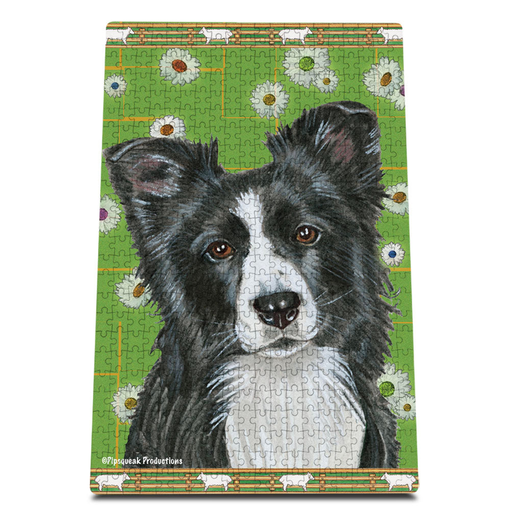 Border Collie Jigsaw Puzzle, 500-piece with reusable Tin, from painting by Mary Badenhop, Art Puzzle, Cute Gifts for Dog Lovers