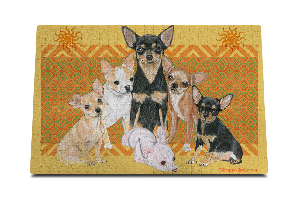 Chihuahua Jigsaw Puzzle, 500-piece with reusable Tin, from painting by Mary Badenhop, Art Puzzle, Cute Gifts for Dog Lovers - Pipsqueakproductions