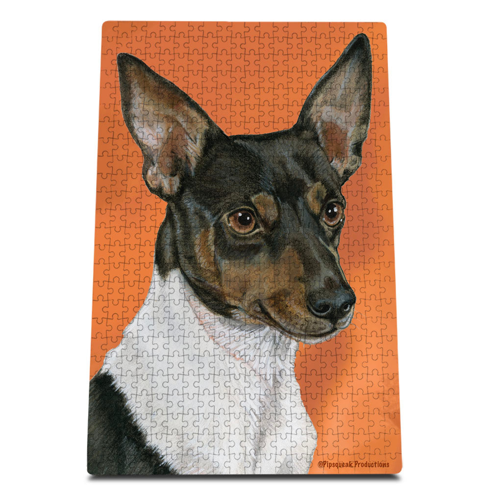 Rat Terrier Jigsaw Puzzle, 500-piece with reusable Tin, from painting by Mary Badenhop, Art Puzzle, Cute Gifts for Dog Lovers - Pipsqueakproductions