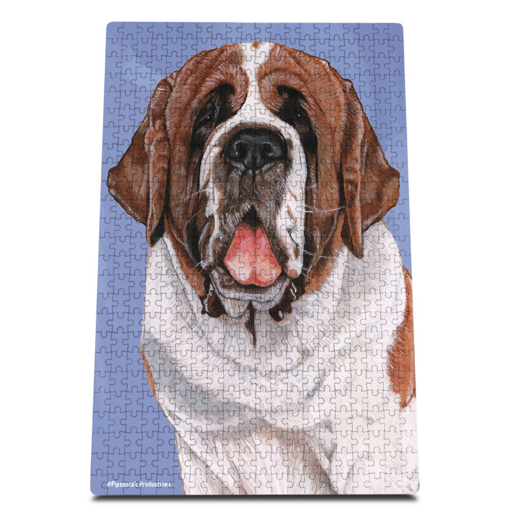 Saint Bernard Jigsaw Puzzle, 500-piece with reusable Tin, from painting by Mary Badenhop, Art Puzzle, Cute Gifts for Dog Lovers - Pipsqueakproductions