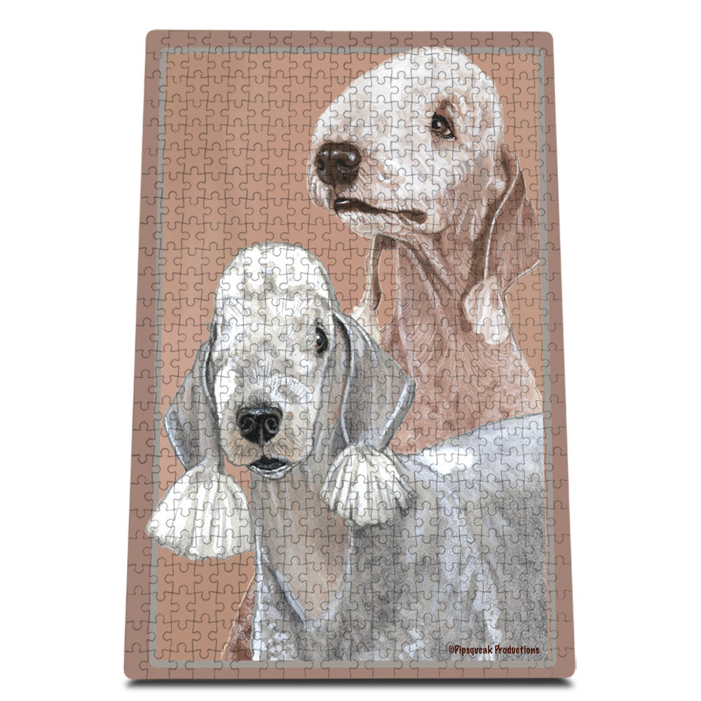 Bedlington Terrier Jigsaw Puzzle, 500-piece with reusable Tin, from painting by Mary Badenhop, Art Puzzle, Cute Gifts for Dog Lovers