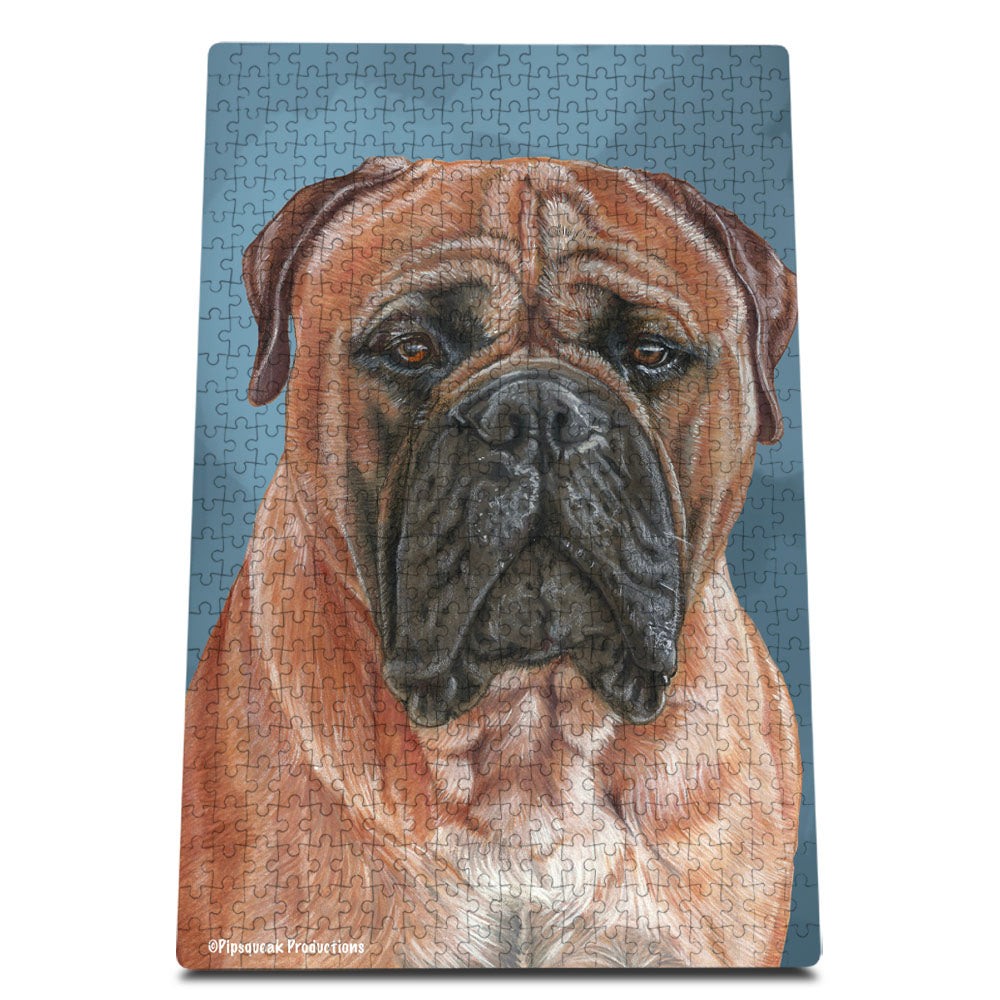 Bullmastiff Jigsaw Puzzle, 500-piece with reusable Tin, from painting by Mary Badenhop, Art Puzzle, Cute Gifts for Dog Lovers