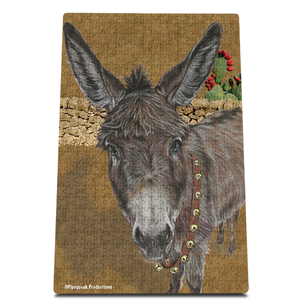 Donkey Jigsaw Puzzle, 500-piece with reusable Tin, from painting by Mary Badenhop, Art Puzzle, Cute Gifts for Pet Lovers - Pipsqueakproductions
