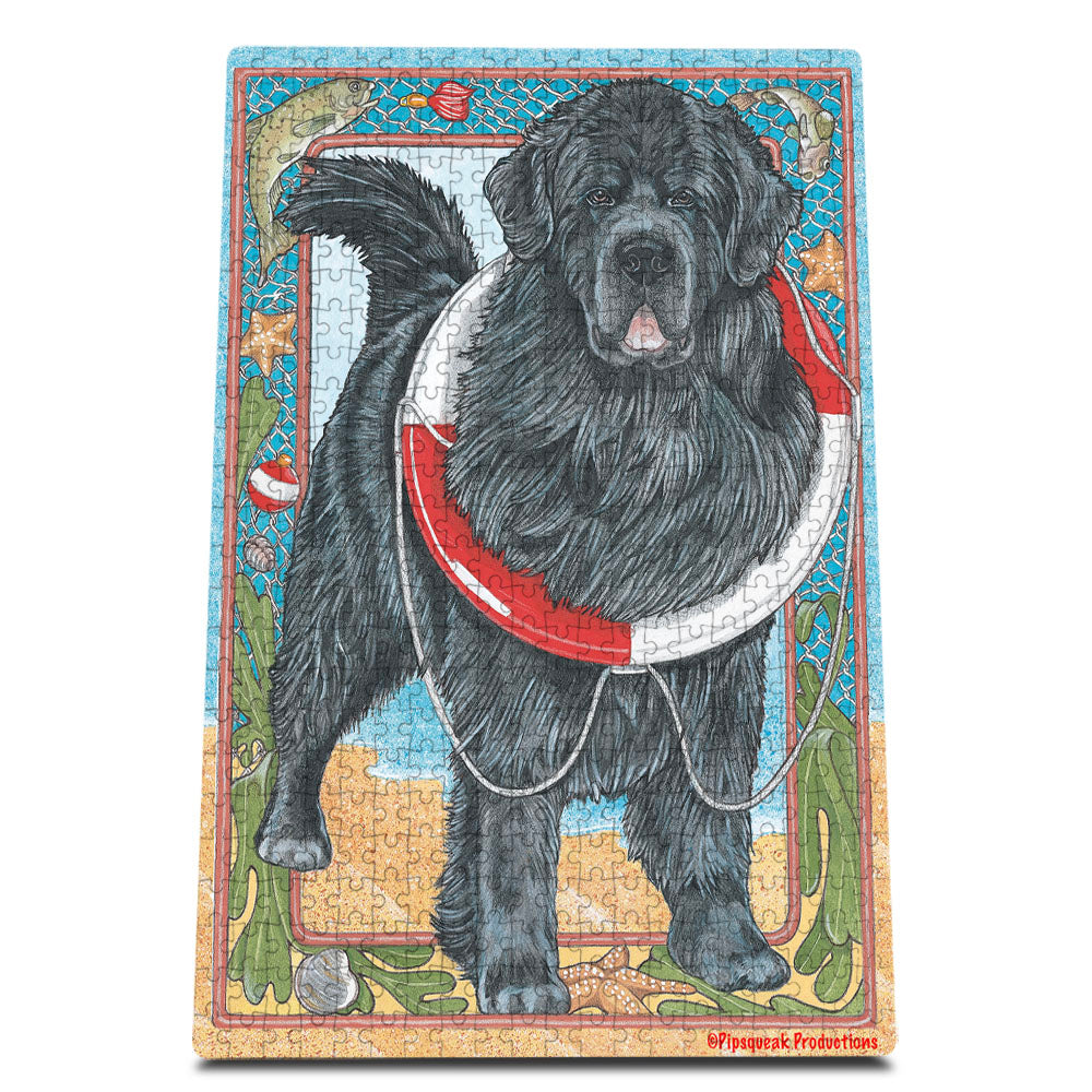 Newfoundland Jigsaw Puzzle, 500-piece with reusable Tin, from painting by Mary Badenhop, Art Puzzle, Cute Gifts for Dog Lovers - Pipsqueakproductions