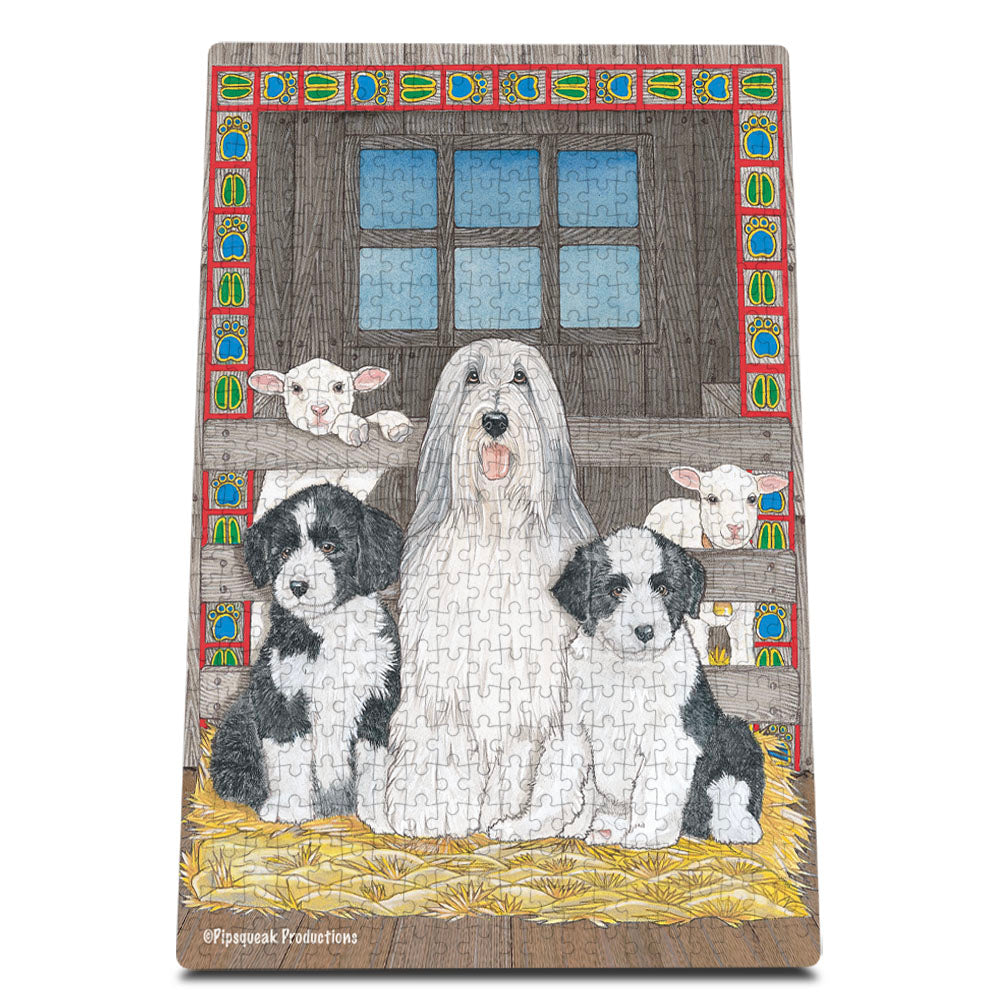 Bearded Collie Jigsaw Puzzle, 500-piece with reusable Tin, from painting by Mary Badenhop, Art Puzzle, Cute Gifts for Dog Lovers